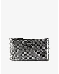Prada - Crystal-Embellished Mini Satin Clutch Bag - Lyst