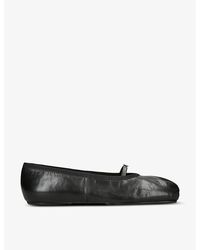Givenchy - Ruched Square-toe Leather Ballet Flats - Lyst