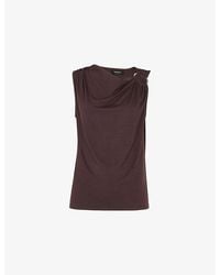 Whistles - Ring-Detail Cowl-Neck Stretch-Woven Top - Lyst