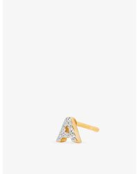 Missoma - Initial A Pave Initial 18Ct Vermeil And Cubic Zirconia Single Stud Earring - Lyst