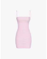 House Of Cb - Ella Gathered Stretch-Mesh Mini Dress Xs (A-C Cup) - Lyst