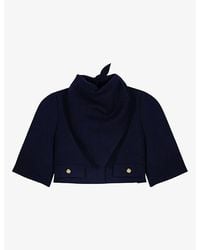 Maje - Scarf-Detail Cropped Wool-Blend Jacket - Lyst