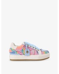 Kurt Geiger - Southbank Tag Suede And Woven Trainers - Lyst