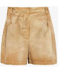 Prada - Logo-patch Relaxed-fit High-rise Canvas Shorts - Lyst