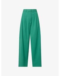 ME+EM - Patch-Pocket Pleated Wide-Leg Mid-Rise Wool-Blend Trousers - Lyst