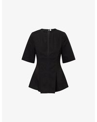 TOTEME - Flared-Hem Tailored Cotton Top - Lyst