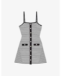 Maje - Stripe A-line Skirt Stretch Rib-knit Mini Dress - Lyst