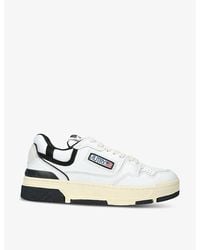 Autry - Clc Brand-embroidered Leather Low-top Trainers - Lyst