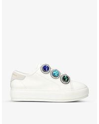 Kurt Geiger - Laney Octavia Crystal-Embellished Low-Top Leather Trainers - Lyst