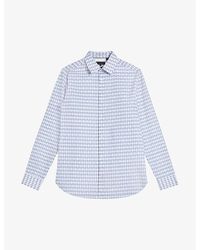 Ted Baker - Furbo Micro Leaf-print Regular-fit Cotton Shirt - Lyst