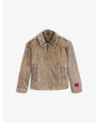 HUGO - Branded Faux-Fur Jacket - Lyst