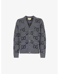 Gucci - gg Logo-intarsia Regular-fit Wool-blend Cardigan X - Lyst