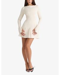 House Of Cb Lilou Ruffle-hem Stretch-woven Mini Dress in White | Lyst House Of Cb Lilou Ruffle-hem Stretch-woven Mini Dress in White | Lyst