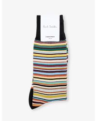 Paul Smith - Signature Stripe-pattern Pack Of Two Cotton-blend Knitted Socks - Lyst
