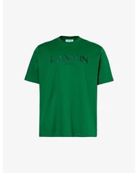 Lanvin - Paris Brand-embroidered Cotton-jersey T-shirt - Lyst
