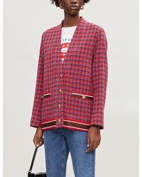 Sandro Sheni Tweed Check Blazer - Red