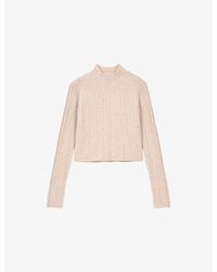 Maje - Cropped Cable-Knit Wool And Cashmere-Blend Jumper - Lyst