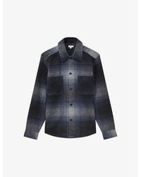 Reiss - Idaho Regular-fit Checked Wool-blend Overshirt - Lyst