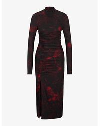 HUGO - Abstract-Print Slim-Fit Midi Dress - Lyst