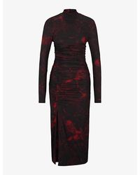 HUGO - Abstract-print Slim-fit Midi Dress - Lyst