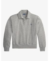 Polo Ralph Lauren - Brand-Embroidered Half-Zip Cotton-Blend Sweatshirt - Lyst