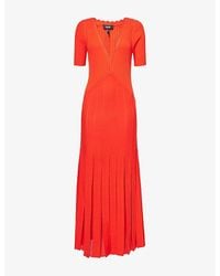 ME+EM - Pleated Short-Sleeves Knitted Maxi Dress - Lyst