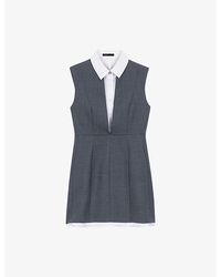 Maje - Layered-Effect Sleeveless Tailored Wool-Blend Mini Dress - Lyst