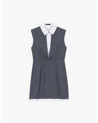 Maje - Layered-Effect Sleeveless Tailored Wool-Blend Mini Dress - Lyst