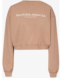 Sporty & Rich - Athletic Club Brand-print Cotton-jersey Sweatshirt - Lyst
