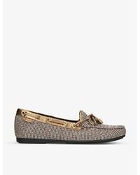 Kurt Geiger - Eagle Bow-Embellished Houndstooth Woven Moccasins - Lyst