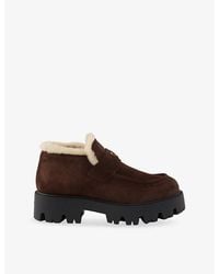 Prada - Triangle-Logo Suede Loafers - Lyst