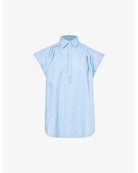 Polo Ralph Lauren - Logo-embroidered Frill-sleeve Linen Shirt - Lyst
