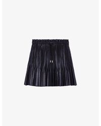 Maje - Elasticated-waist Pleated Faux-leather Mini Skirt - Lyst