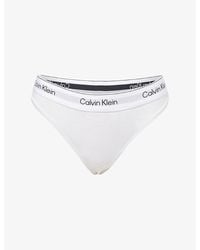 Calvin Klein - Icon Branded Cotton And Modal-Blend Thong - Lyst