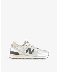 New Balance - 574 Metallic-Leather Trainers - Lyst