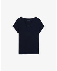 Zadig & Voltaire - Tunisien Henley Graphic-Print Cotton T-Shirt - Lyst