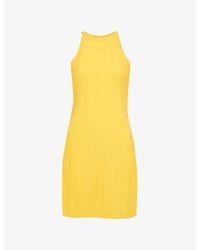 Filippa K - Round-neck Ribbed Stretch-cupro Mini Dress - Lyst