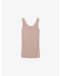 Prada - Ribbed Enamelled-Logo Cotton Knit Top - Lyst