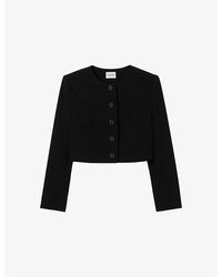 Claudie Pierlot - Short Round-Neck Woven Jacket - Lyst