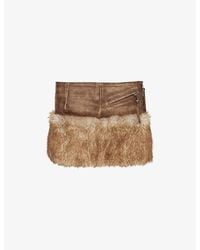 Jaded London - Raven Faux-Fur Embellishment Faux-Leather Mini Skirt - Lyst
