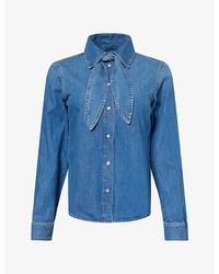 FRAME - The Clementine Neck-Tie Denim Shirt - Lyst