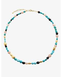 Monica Vinader - Rio18ct -plated Vermeil Sterling-silver, Turquoise, Peach Moonstone And Black Onyx Beaded Necklace - Lyst