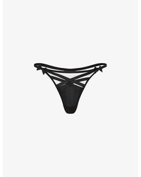 Agent Provocateur - Briella Bow-embellished Woven Thong - Lyst