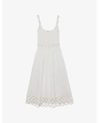 Reiss - Rita Cut-Out Knitted And Cotton Midi Dress - Lyst