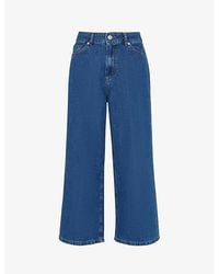 Whistles - Wide-Leg Mid-Rise Cropped Denim Jeans - Lyst