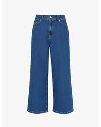 Whistles - Wide-Leg Mid-Rise Cropped Denim Jeans - Lyst