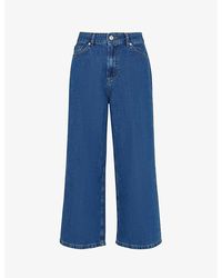 Whistles - Wide-leg Mid-rise Cropped Denim Jeans - Lyst