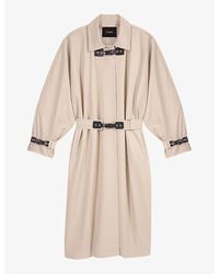 Maje - Contrast-Buckle Long Cotton Trench Coat - Lyst