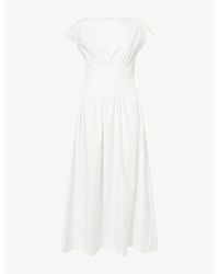 Reformation - Aintana Cinched-Waist Cotton-Blend Midi Dress - Lyst