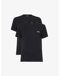 Emporio Armani - Brand Logo-Print Pack Of Two Cotton-Jersey T-Shirts - Lyst